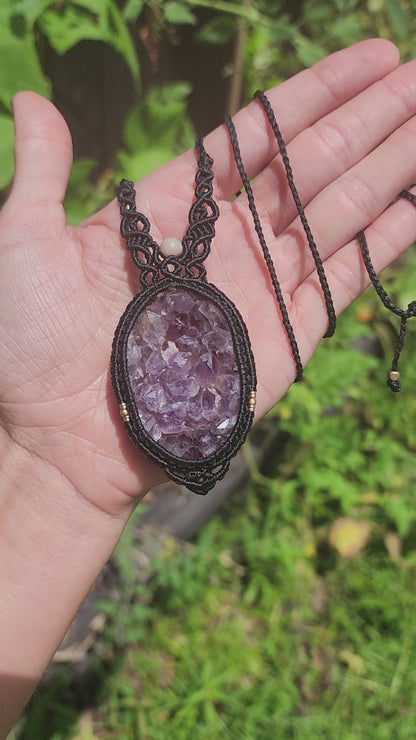 Druzy Amethyst Macrame Necklace