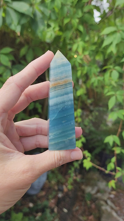 Aquatine Lemurian Calcite Obelisk