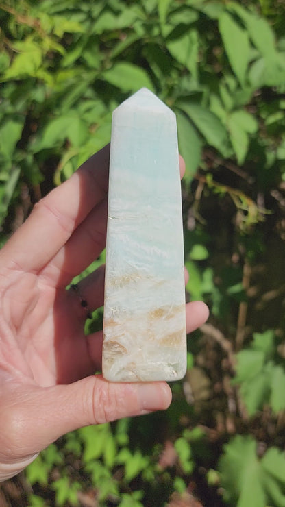 Caribbean Blue Calcite Obelisk