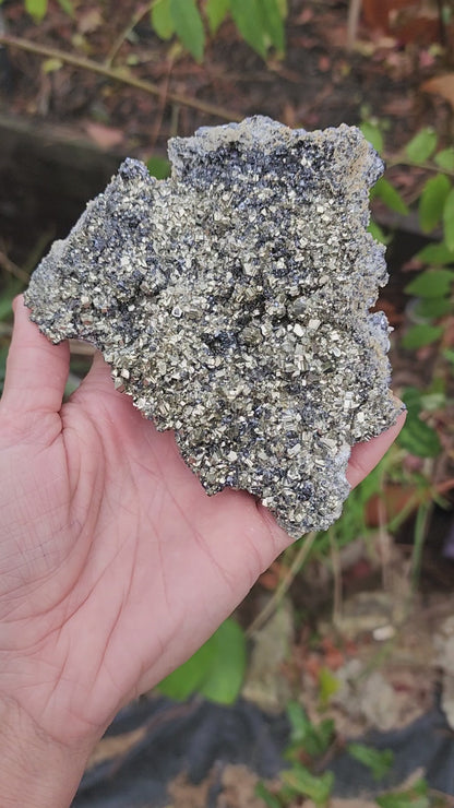 Pyrite w/ Black Magnetite and Calcite Larger Specimens