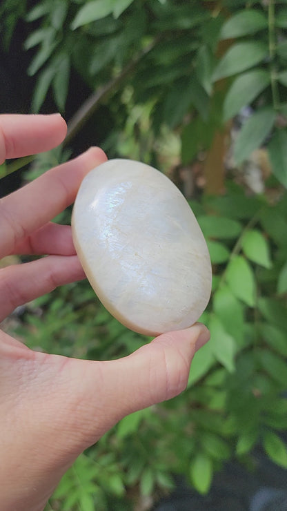 High Quality Rainbow Moonstone Palm Stone