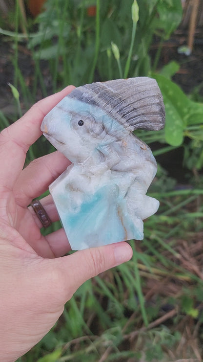 Sky Blue Quartz Chameleon Hand Carved