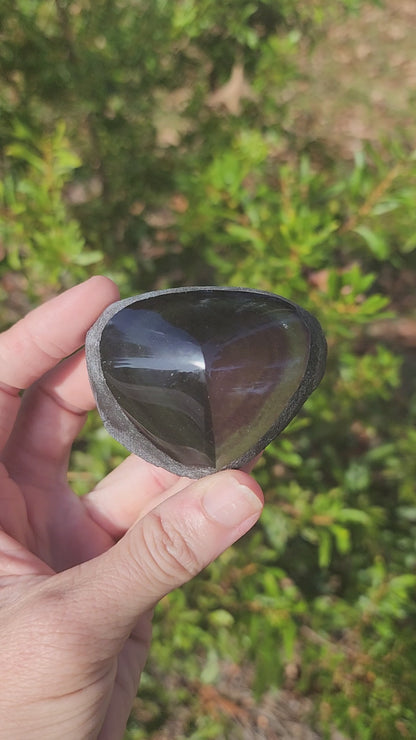 Rainbow Obsidian Half Polished 'Hearts'