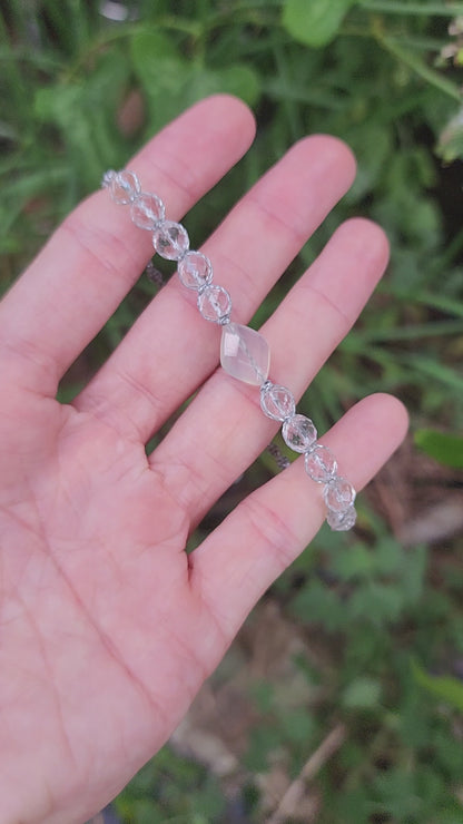 Agate & Clear Quartz Macrame Bracelet