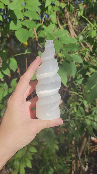 Satin Spar Selenite Spiral Towers