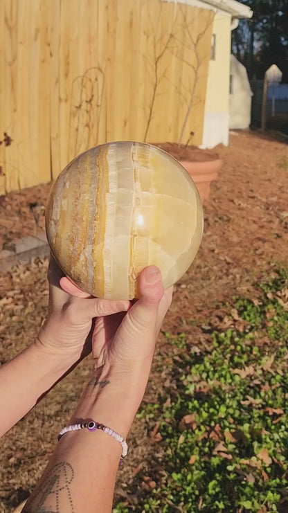 XL Banded Honey Calcite Sphere