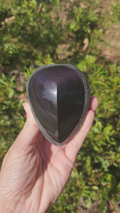 Rainbow Obsidian Half Polished 'Hearts'