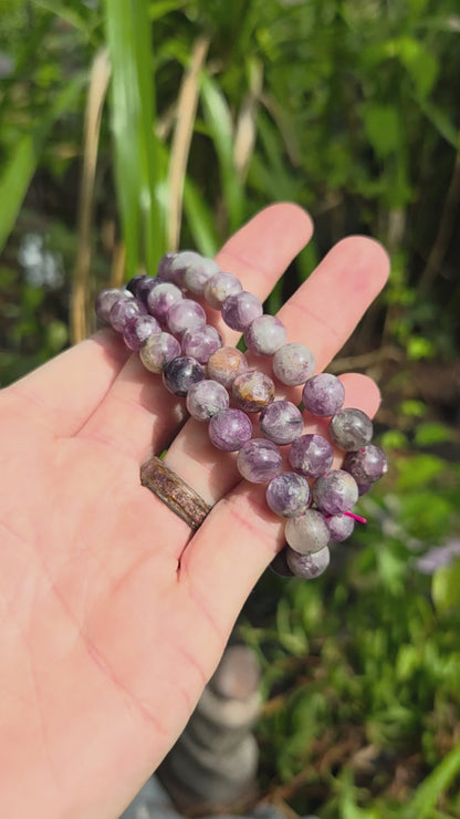 Gemmy Lepidolite aka Purple Mica Stretchy Bracelet