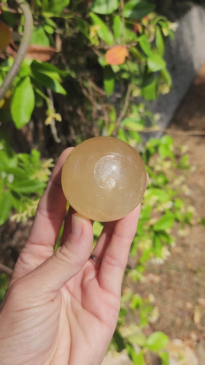 Honey Calcite Sphere with Rainbows