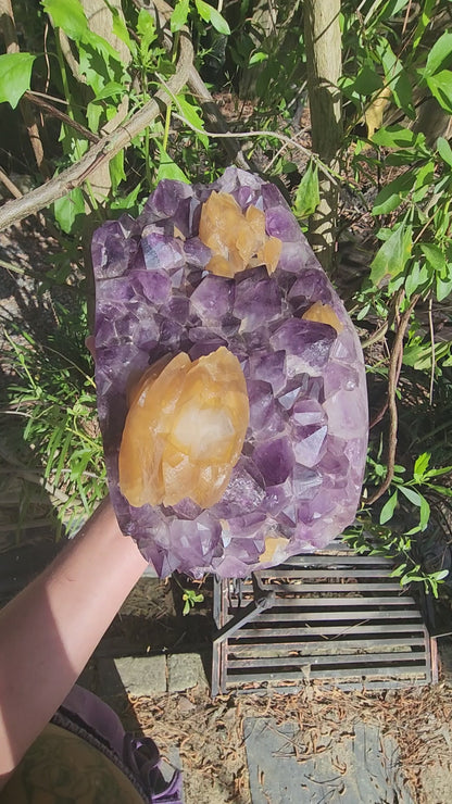 Massive Amethyst Cluster with UV Reactive Yellow Calcite