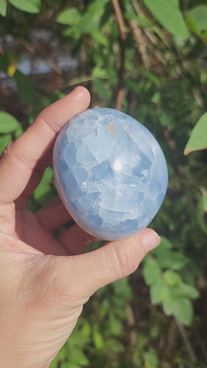 Large Blue Calcite Palm Stone