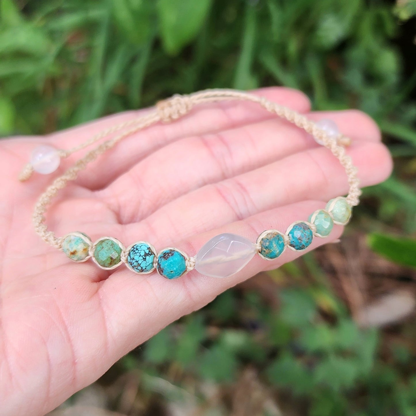 Agate & Turquoise Macrame Bracelet