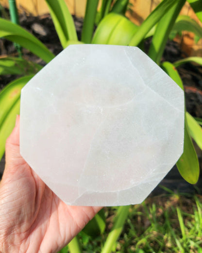 Satin Spar Selenite Octagon Cleansing Plate