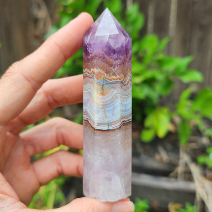 Amethyst & Banded Agate Tower