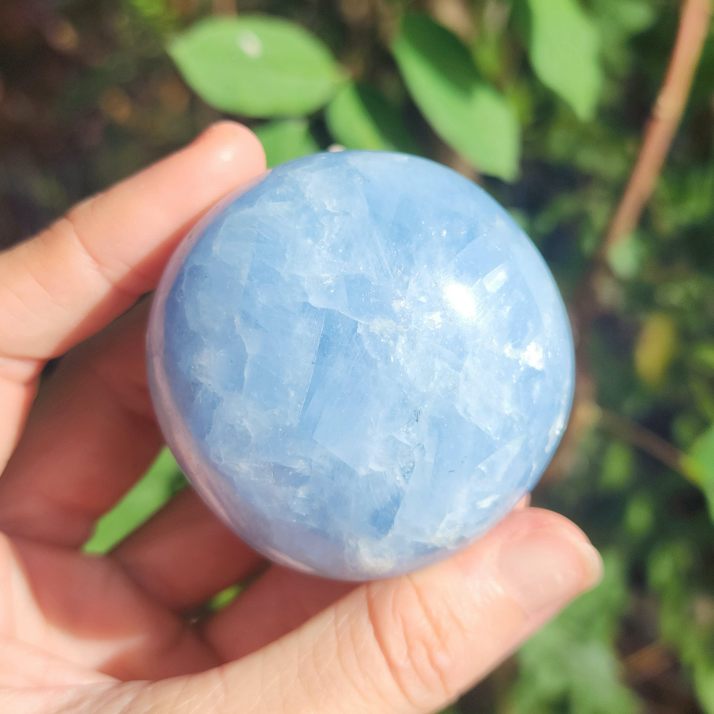 Large Blue Calcite Palm Stone