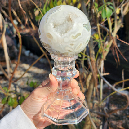 Huge Druzy Moss Agate Sphere