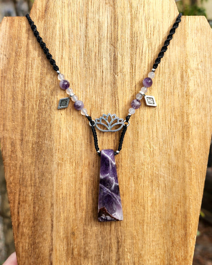 Dream Amethyst Lotus Macrame Necklace