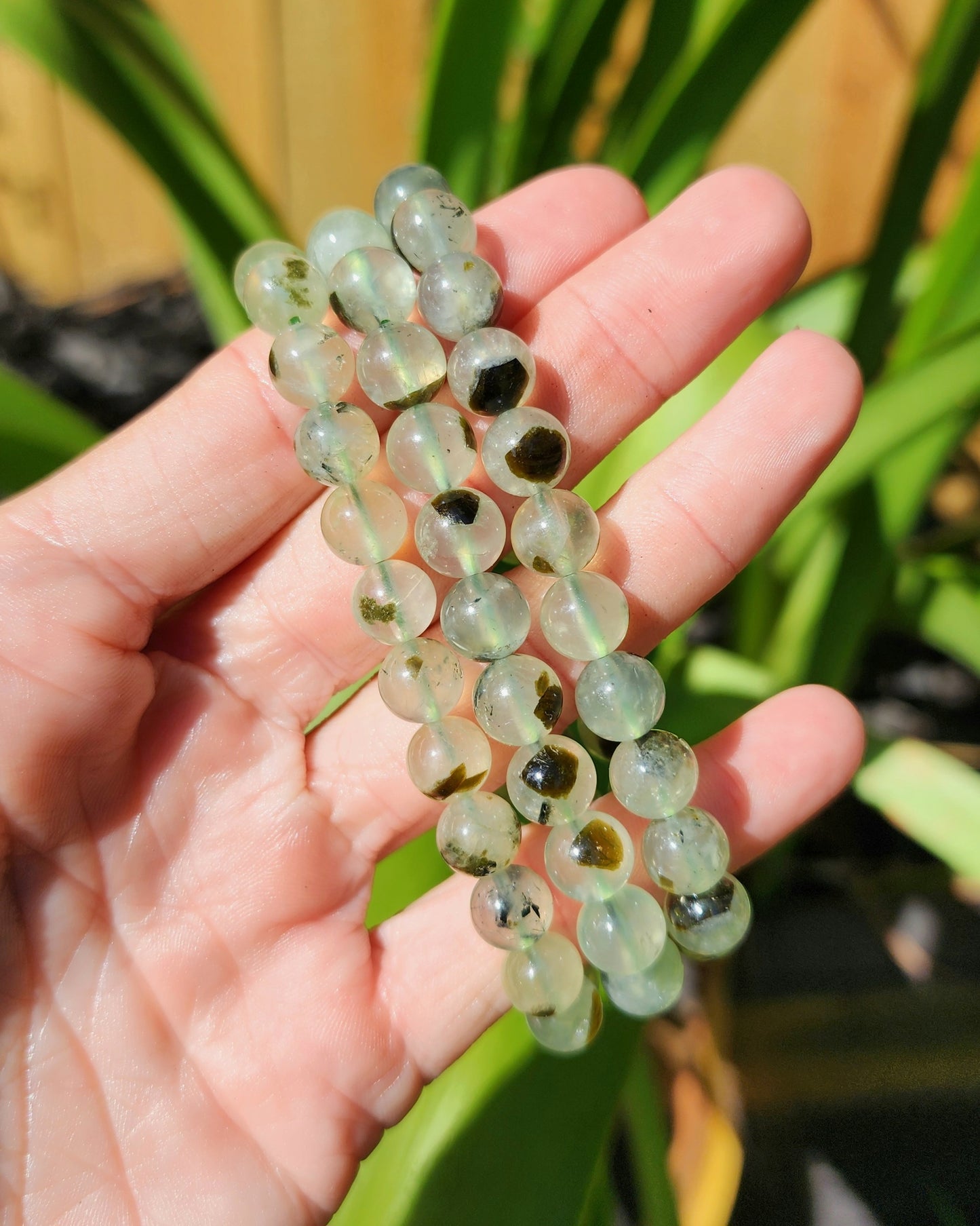 Prehnite with Epidote Stretchy Bracelet