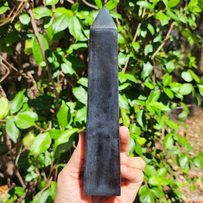 Large Moon Phase Black Soapstone Obelisk