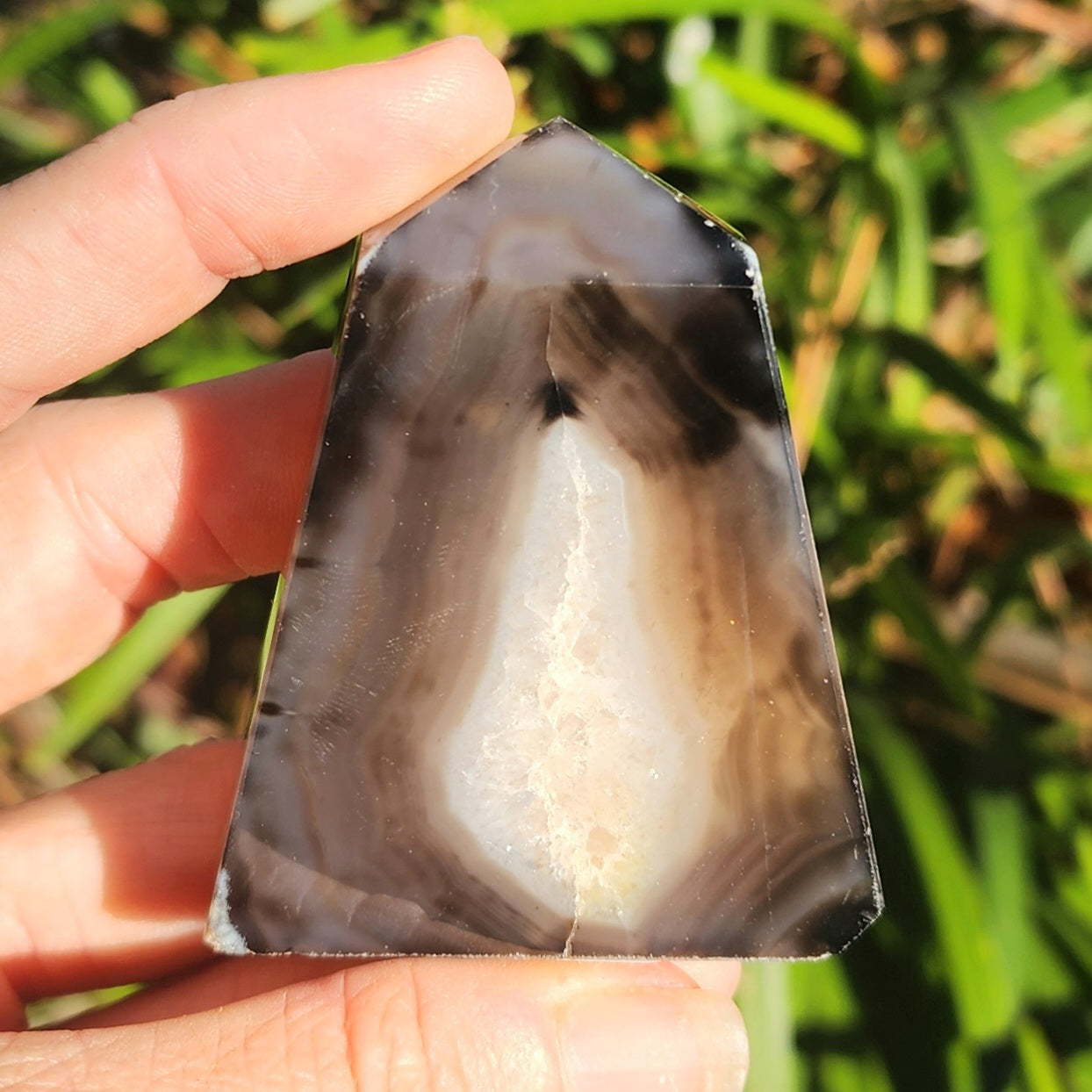 Druzy Black Banded Agate Obelisk