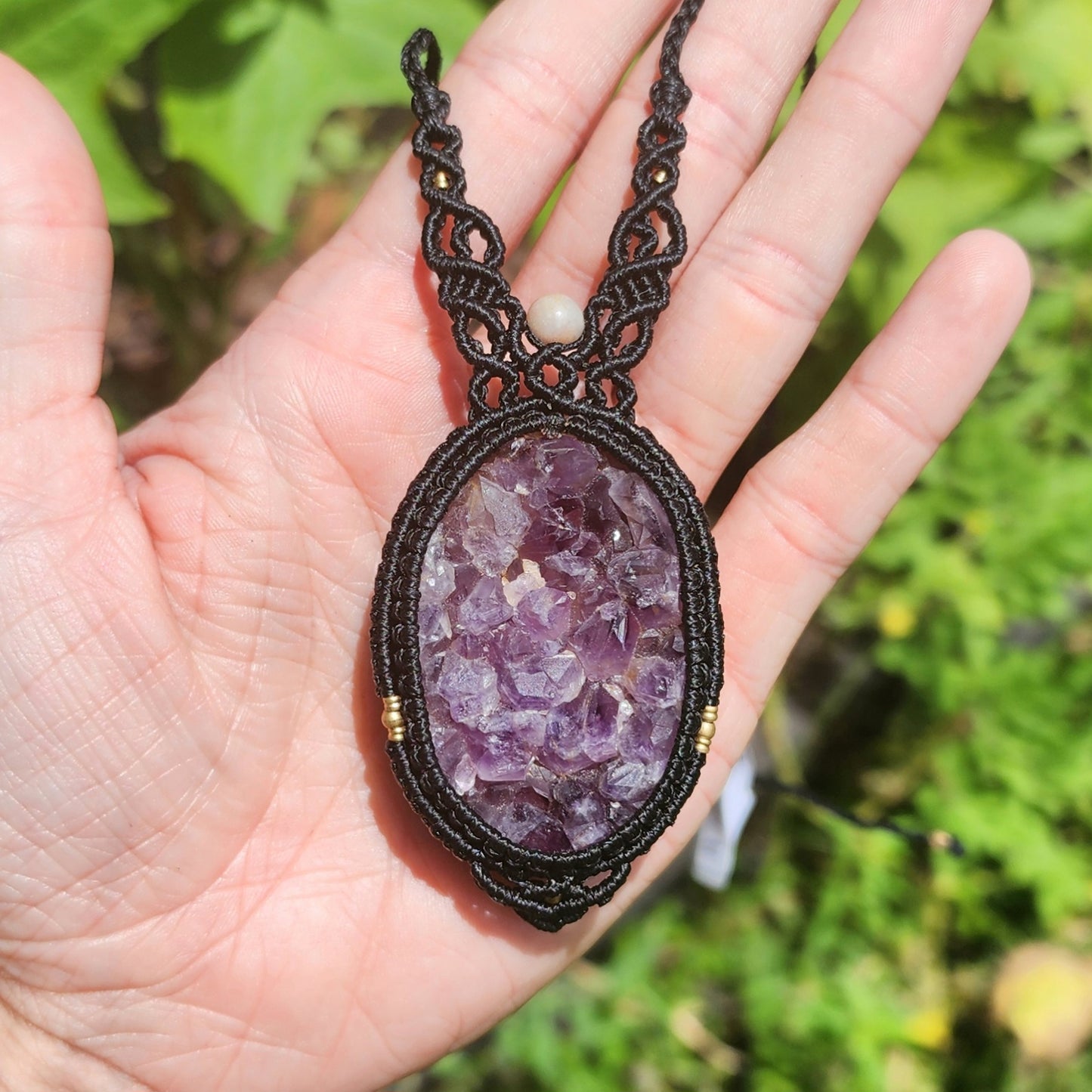 Druzy Amethyst Macrame Necklace