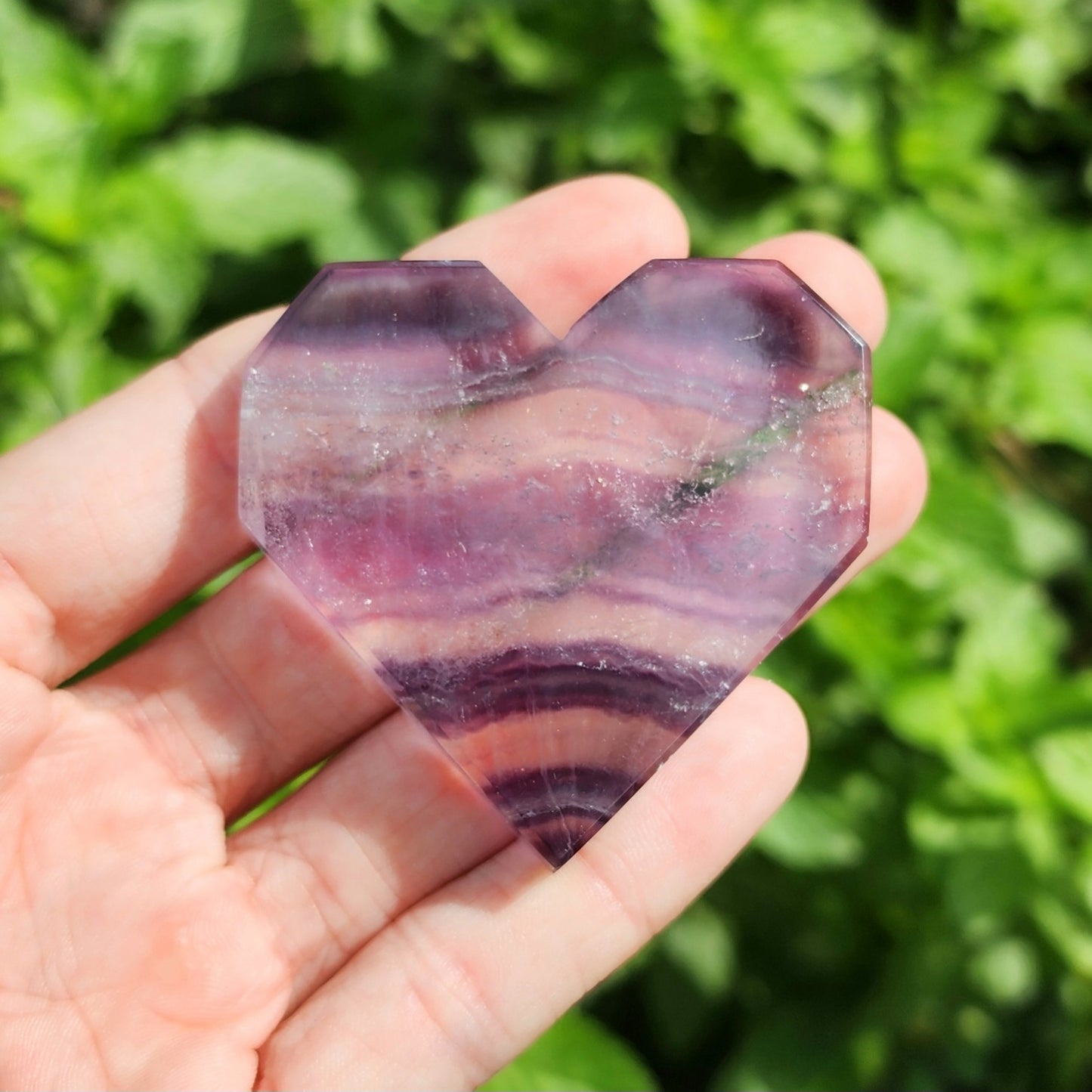 Rainbow Fluorite Faceted Heart