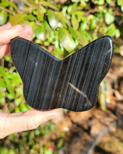 Midnight Lace Obsidian Butterfly on Stand