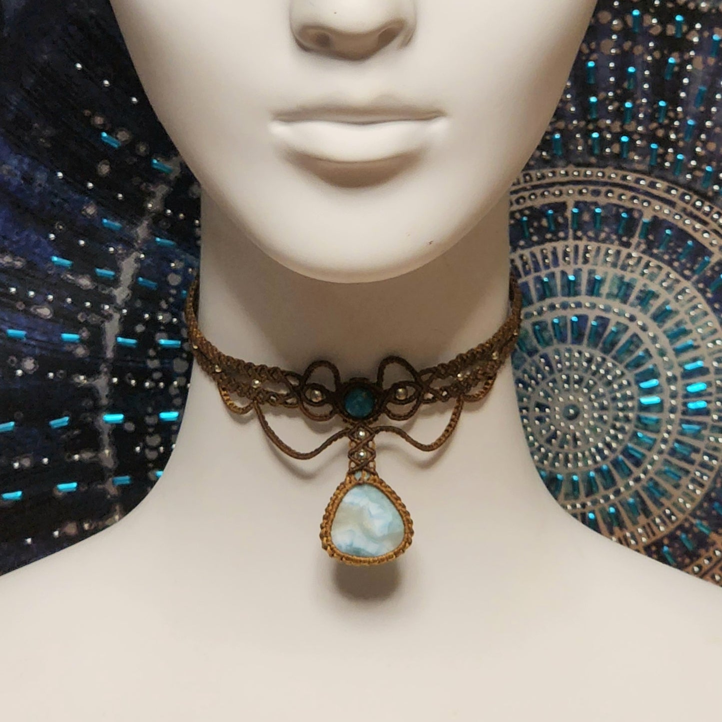 Larimar Macrame Choker or Fairy Crown