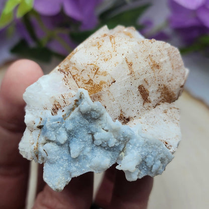 Pyrite Dusted Calcite Cluster w/ Blue Chalcedony