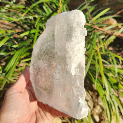 True Selenite Self Standing Slab w/ Geometric Pattern