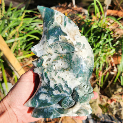 XL Moss Agate Man in the Moon