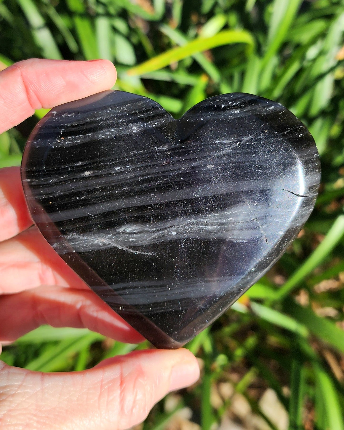 Midnight Lace Obsidian Heart on Stand