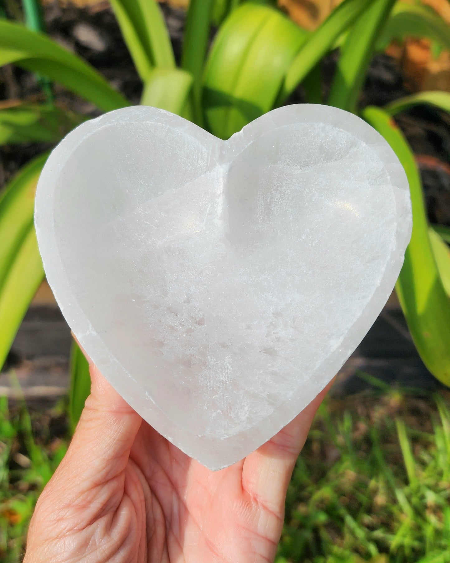 Satin Spar Selenite Heart Cleansing Bowl