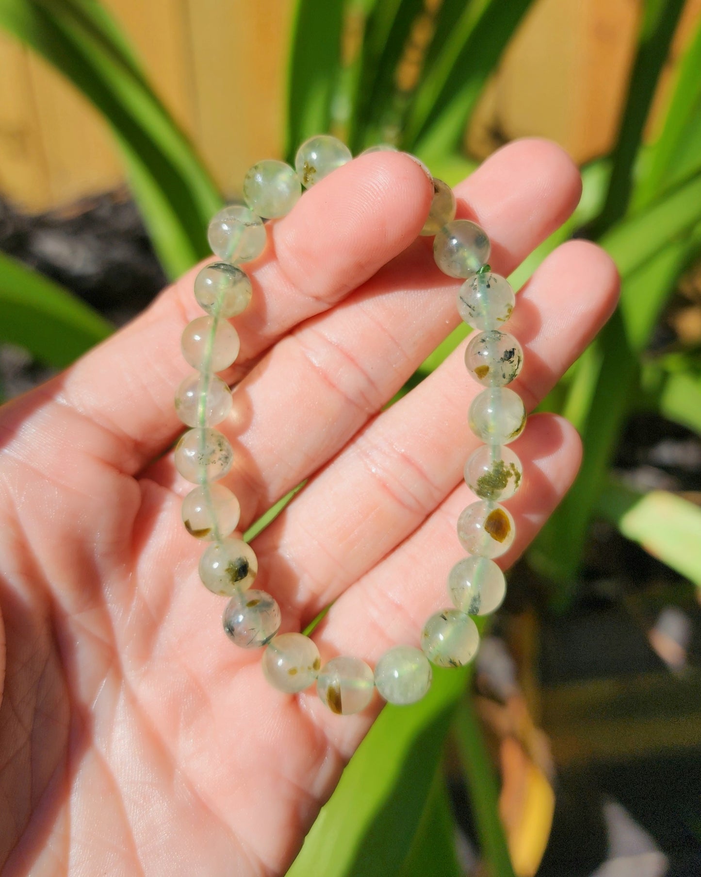 Prehnite with Epidote Stretchy Bracelet