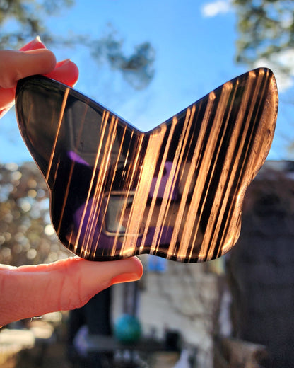 Midnight Lace Obsidian Butterfly on Stand