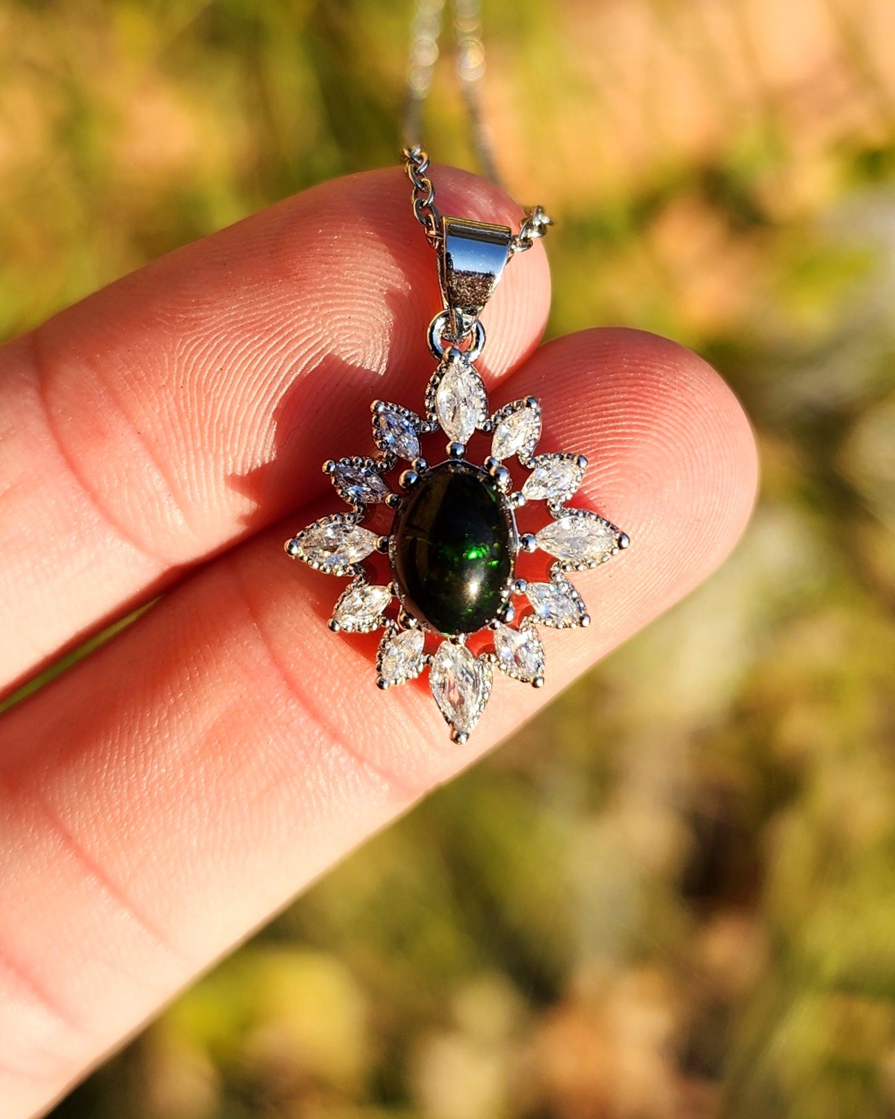 Precious Black Opal Necklace