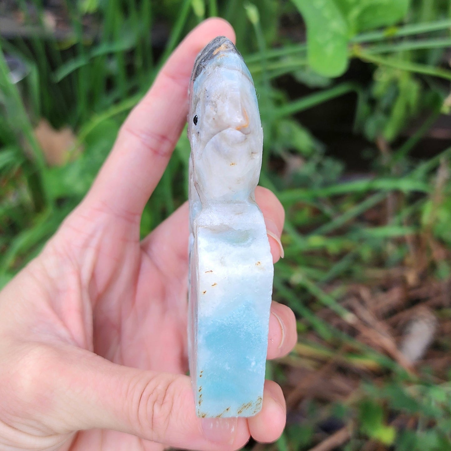 Sky Blue Quartz Chameleon Hand Carved