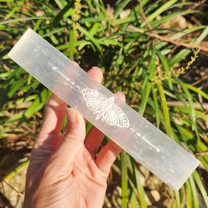 Satin Spar Selenite Luna Moth Stick