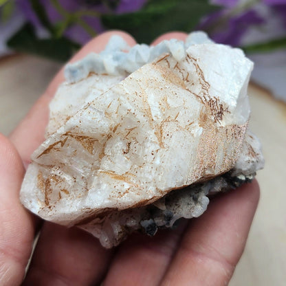 Pyrite Dusted Calcite Cluster w/ Blue Chalcedony