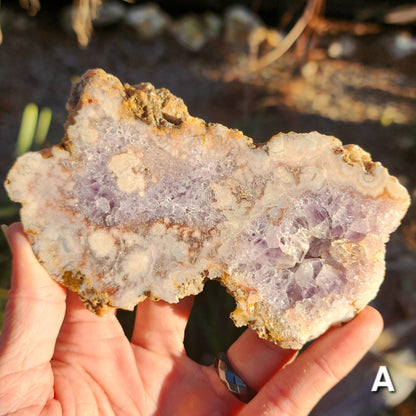 Pink Amethyst Slab with Amethyst and Flower Agate