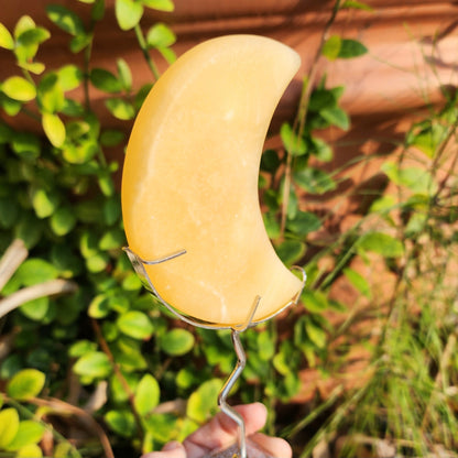 Orange Calcite Moon on Stand