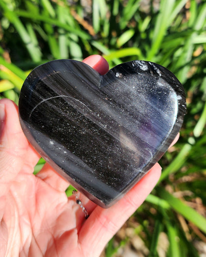 Midnight Lace Obsidian Heart on Stand