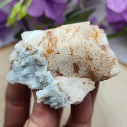 Pyrite Dusted Calcite Cluster w/ Blue Chalcedony