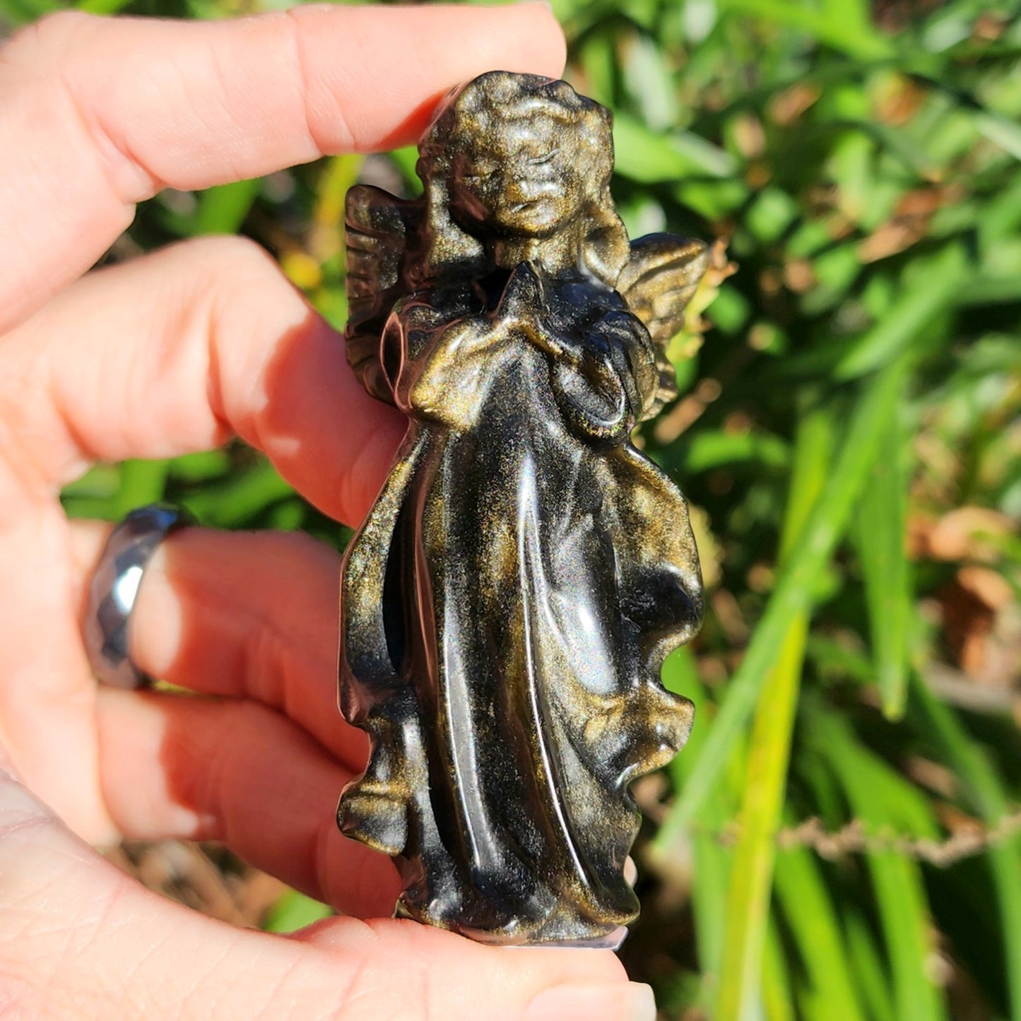 Gold Sheen Obsidian Guardian Angel