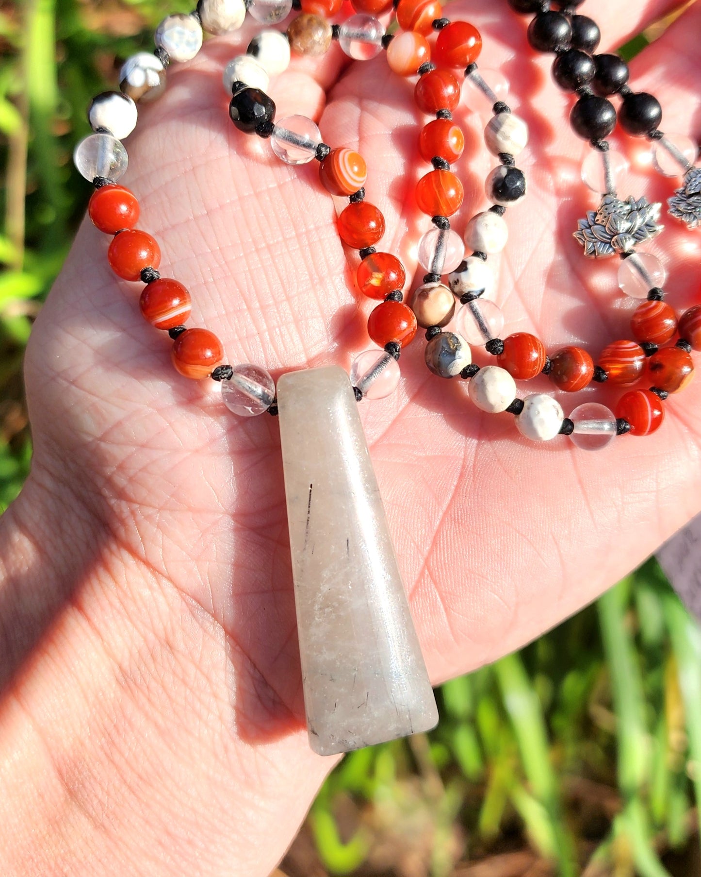 Carnelian Orca Agate Mala Necklace