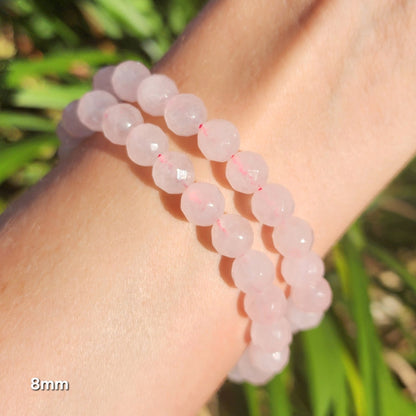 Faceted Rose Quartz Stretchy Bracelet