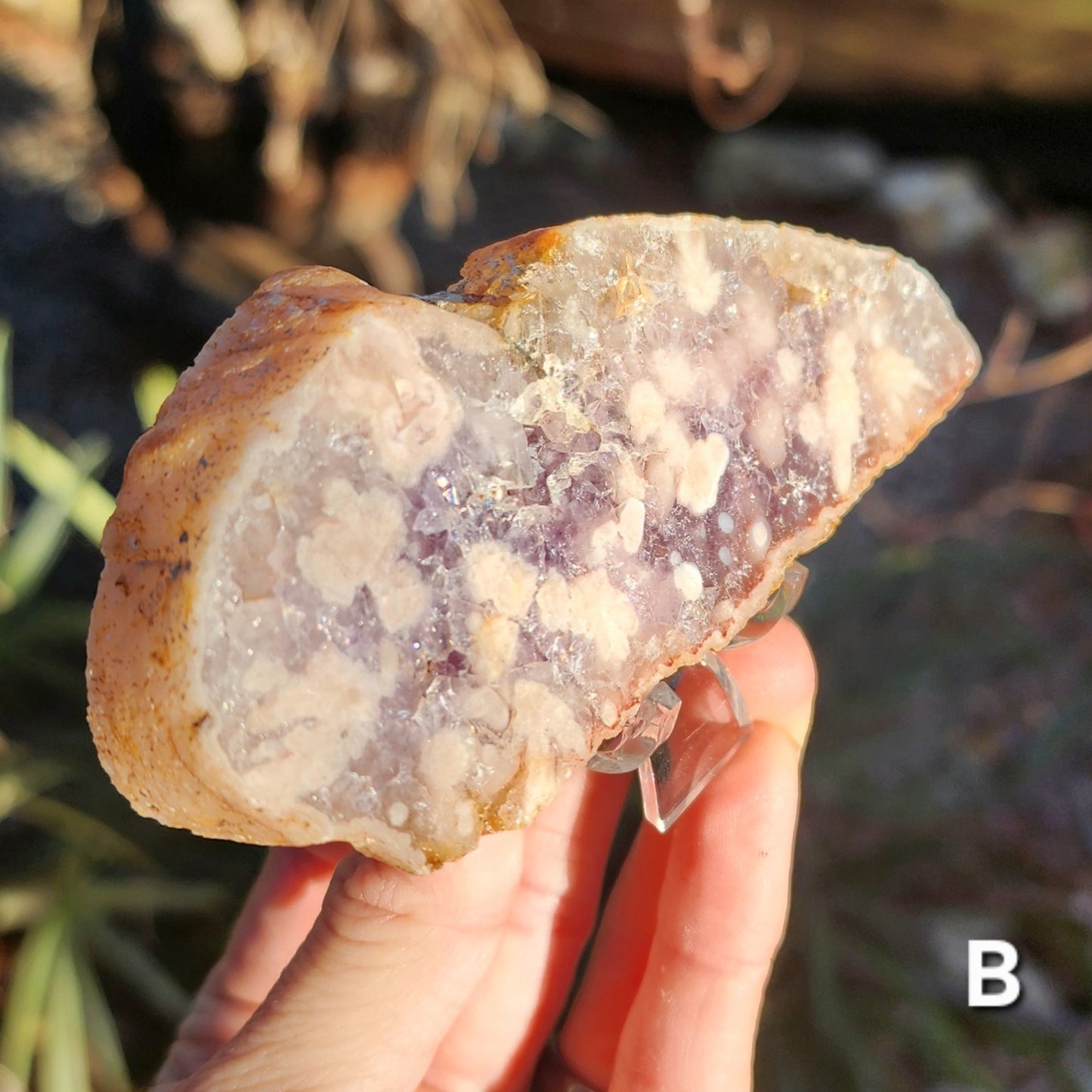 Pink Amethyst Slab with Amethyst and Flower Agate