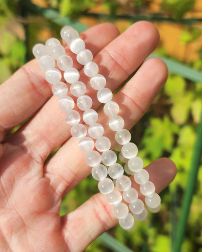 Satin Spar Selenite Stretchy Bracelet