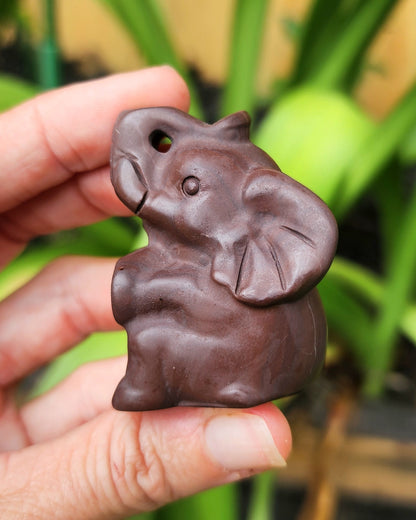 Sitting Elephant Carving