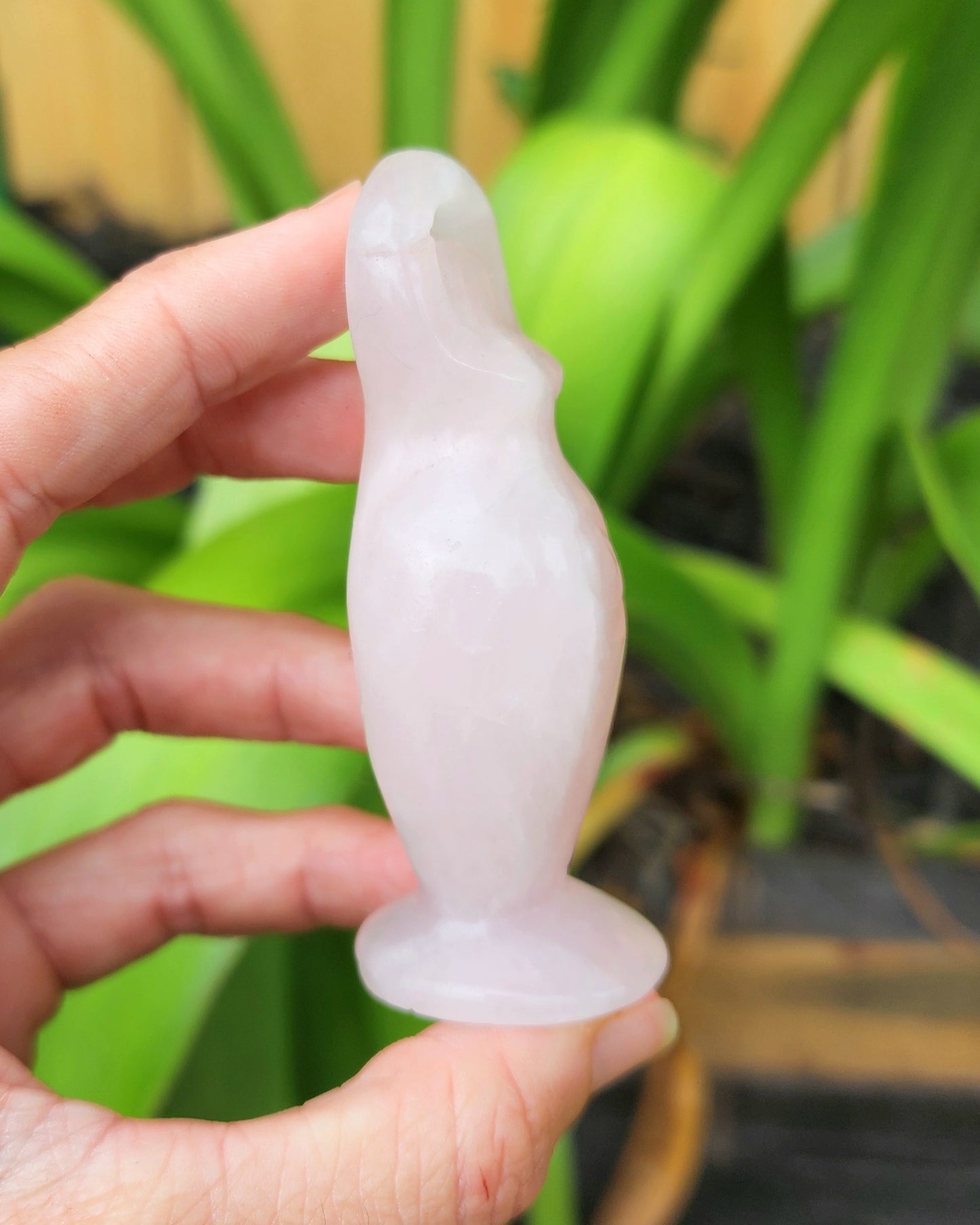 Goddess Carvings Rose Quartz or Garnet in Arfvedsonite